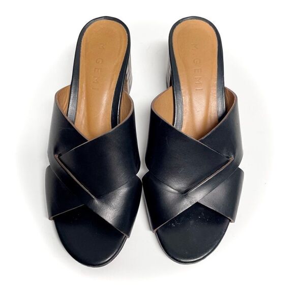 M. Gemi The Tursi Leather Cross Strap Mules Tile Heel Size 37 - Picture 4 of 8